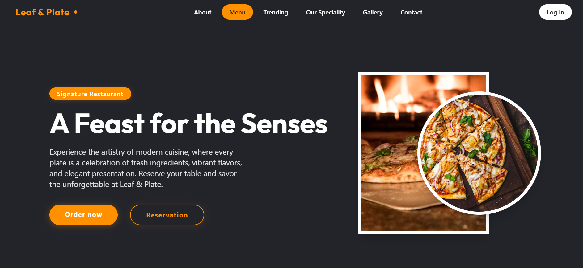 Leaf & Plate Restaurant Landing Page